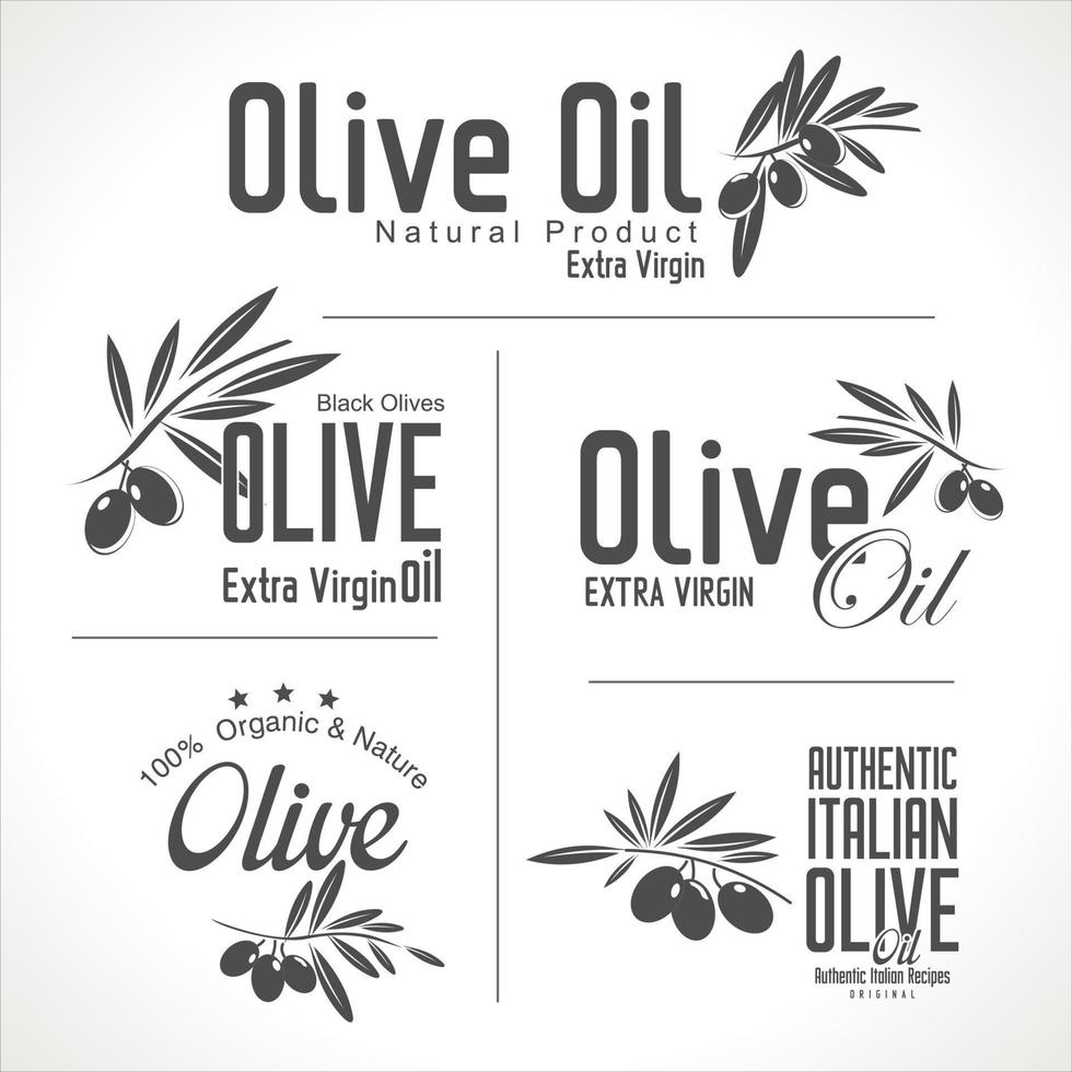 oliva retro etiquetas colección en blanco y negro vector