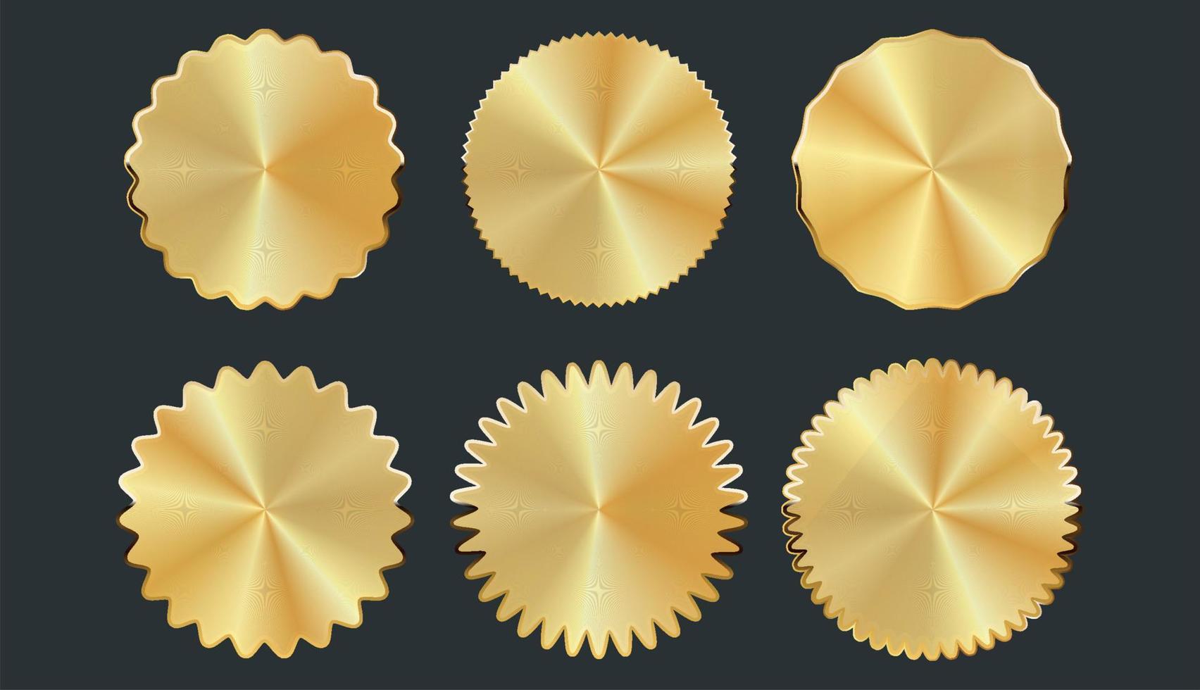 Collection of different shapes golden  badges stickers and tags vector