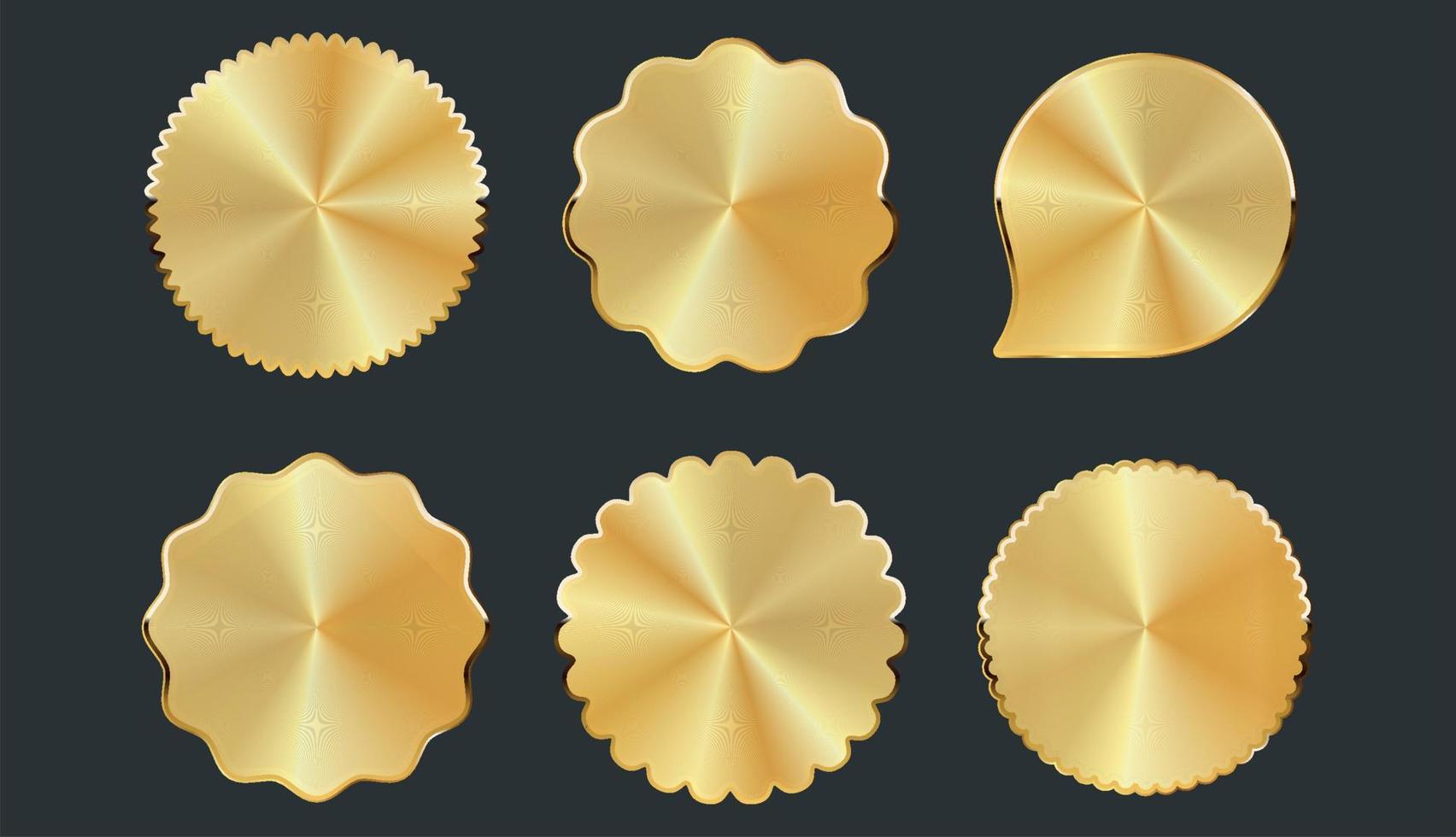 Collection of different shapes golden  badges stickers and tags vector