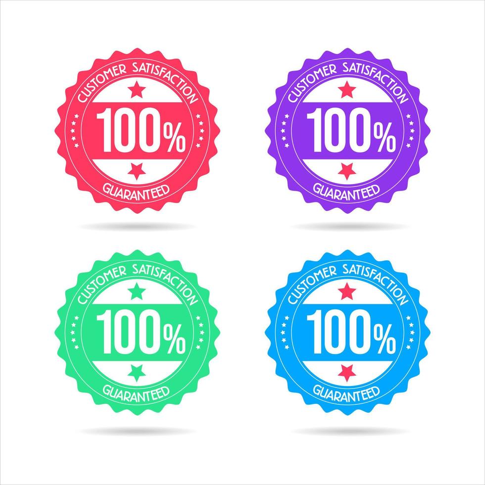 Collection of colorful badge customer satisfaction guaranteed vector