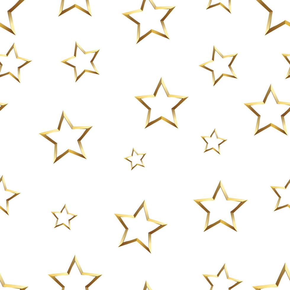 Glossy gold star seamless background on white background vector