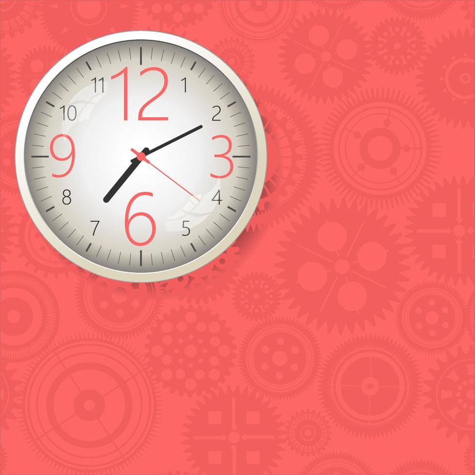 Wall Clock white frame isolated on red background design vector