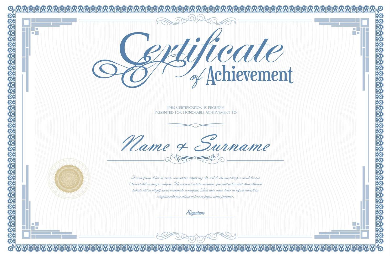 certificate or diploma retro vintage design vector