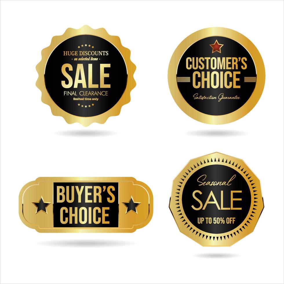 Collection of golden badges and labels retro super sale style vector