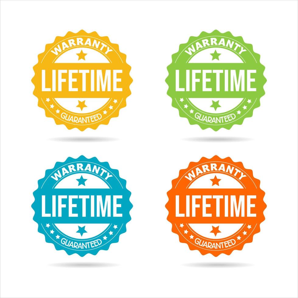 Collection of colorful badge warranty guaranteed vector