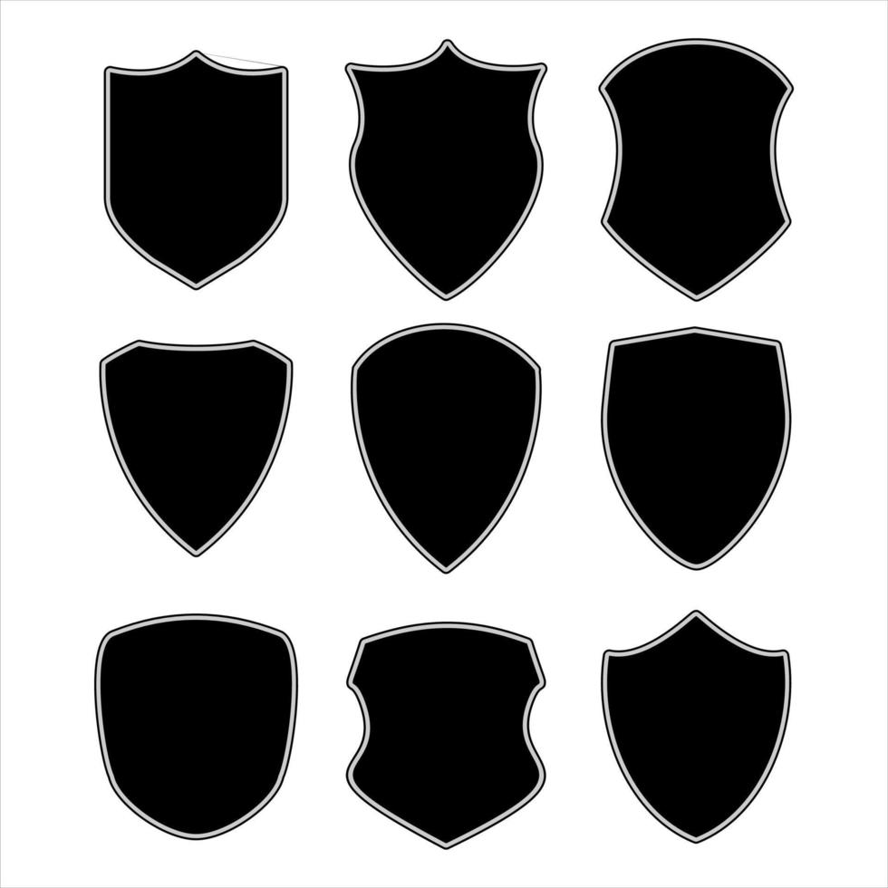Black shield retro design vector illustration collection isolated on white background