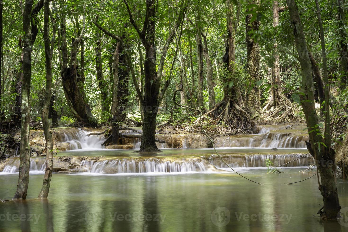 cascada de piedra caliza en la selva tropical foto