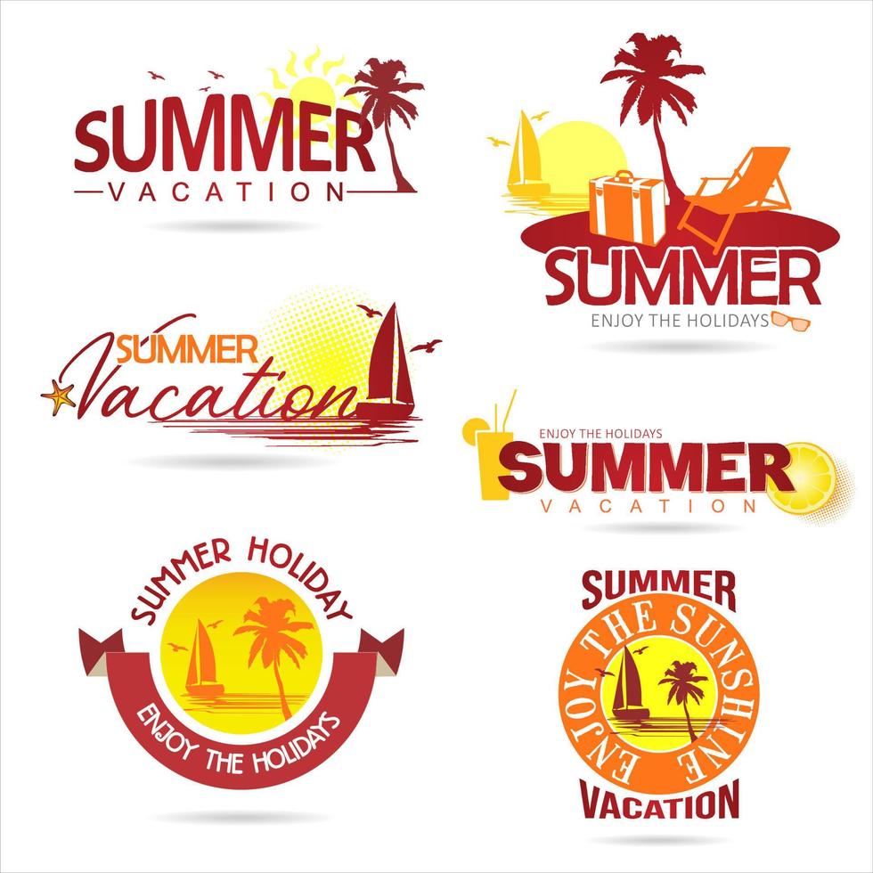 Summer design elements and symbols  labels and badges set vector illustration