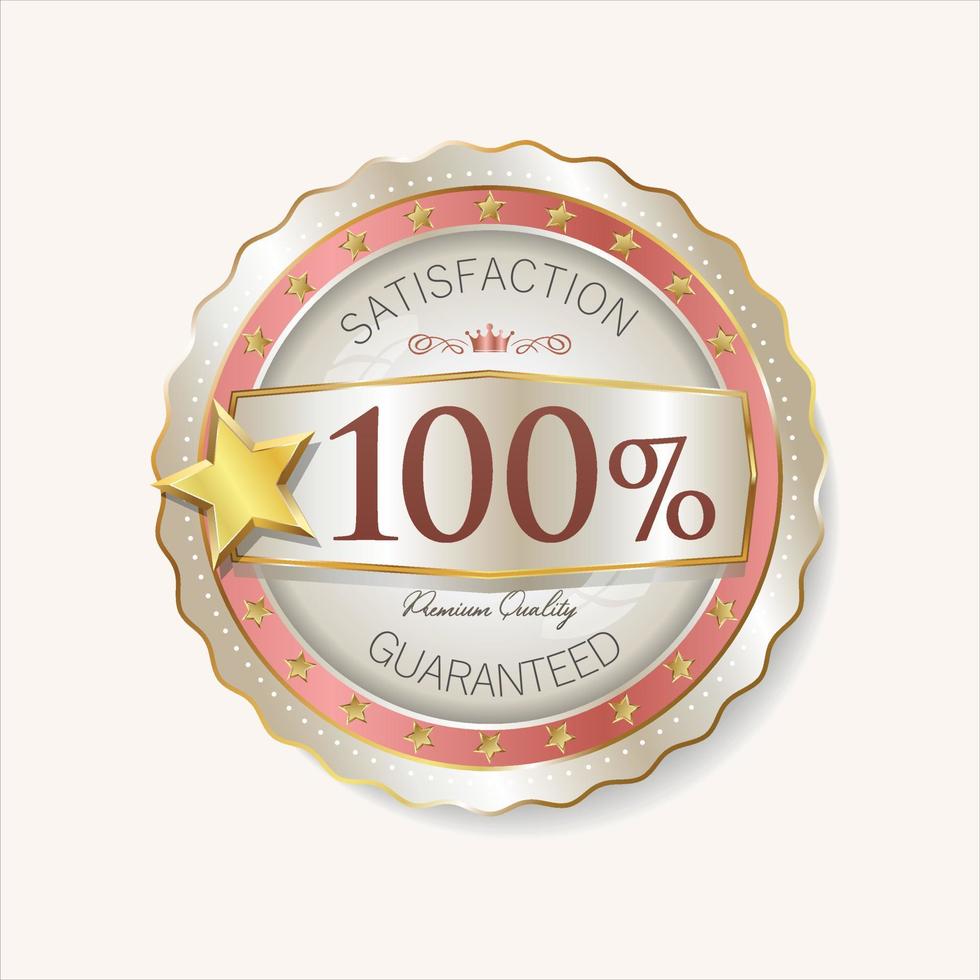 Customer satisfaction guaranteed hundred percent golden badge vector
