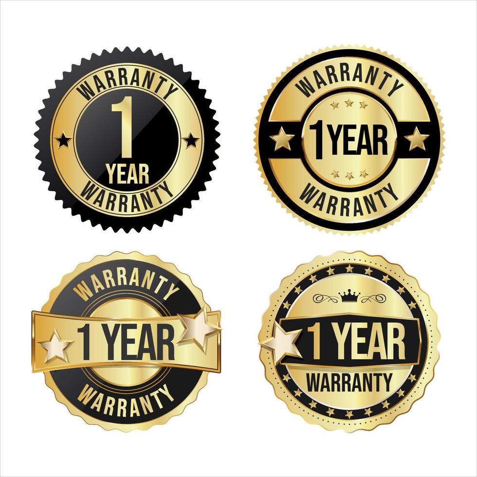 Collection of customer satisfaction warranty guaranteed golden badge vector