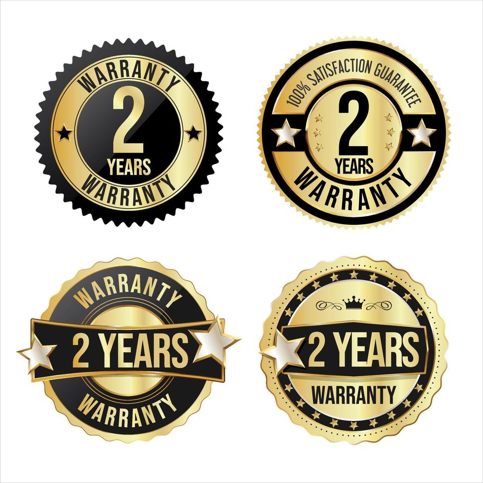 Collection of customer satisfaction  warranty guaranteed gold and black badges vector