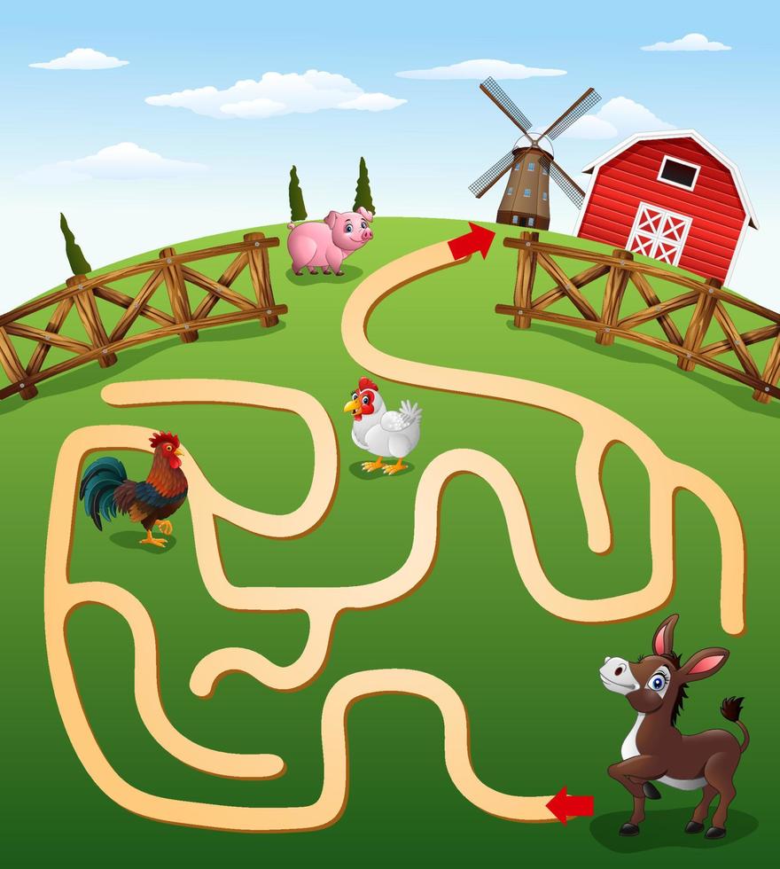 Help the donkey to find the farm vector