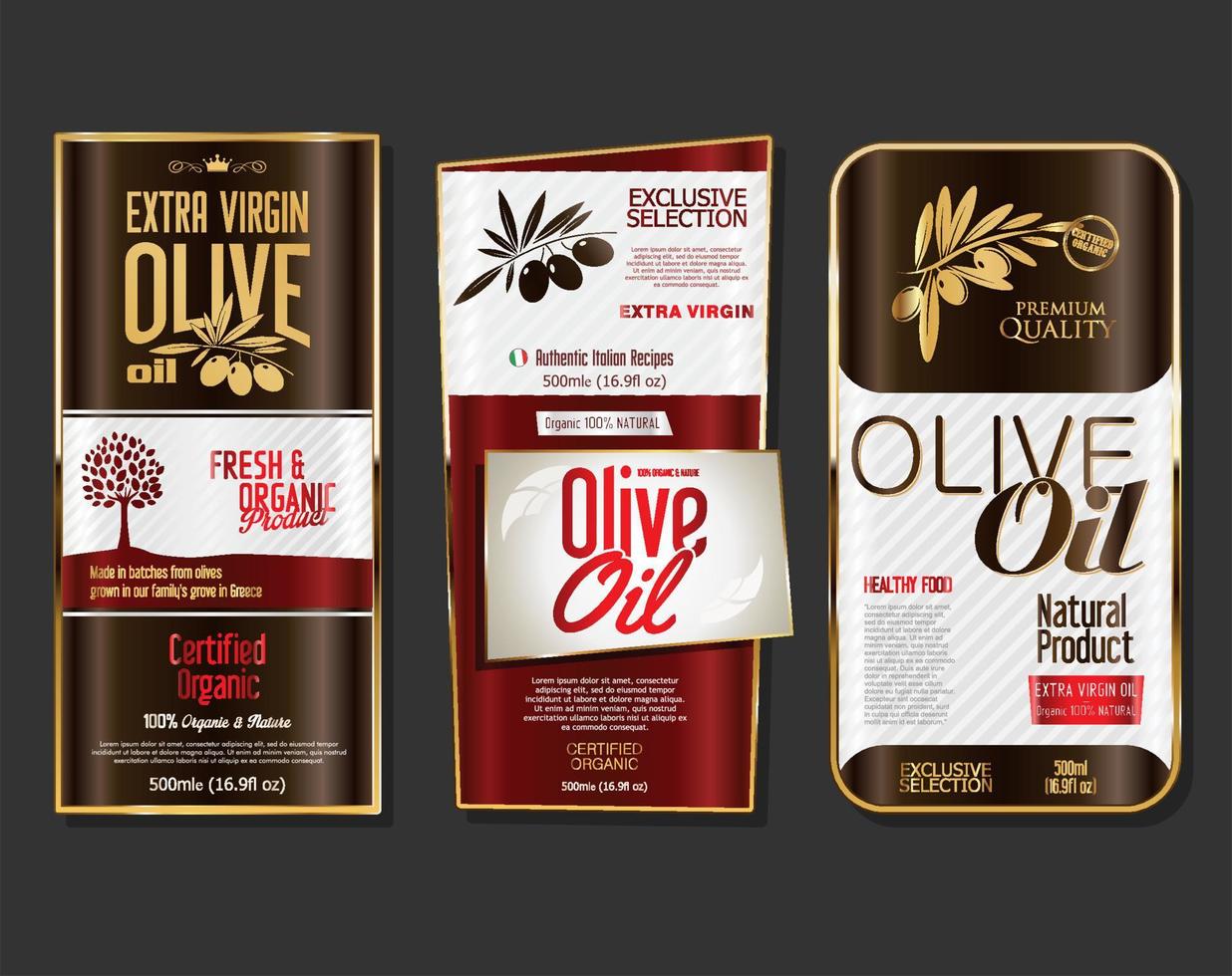 Retro vintage golden olive oil background collection vector