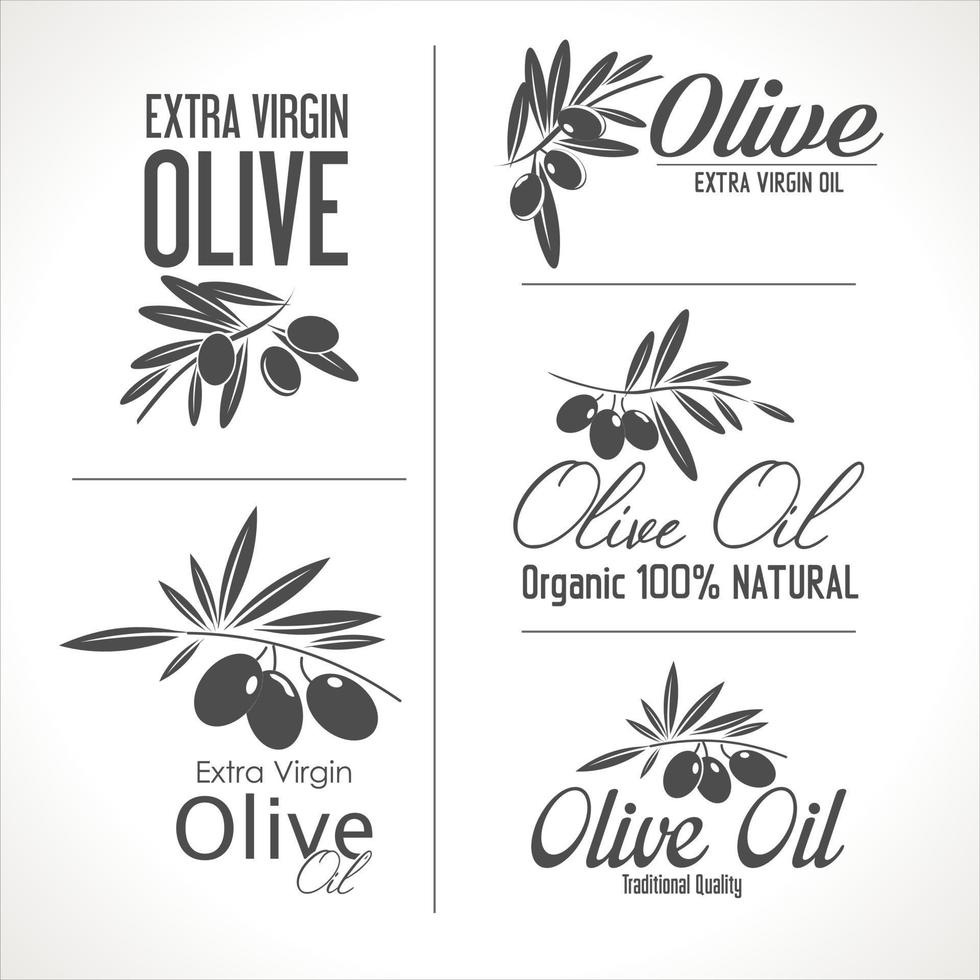 Olive retro labels black and white collection vector