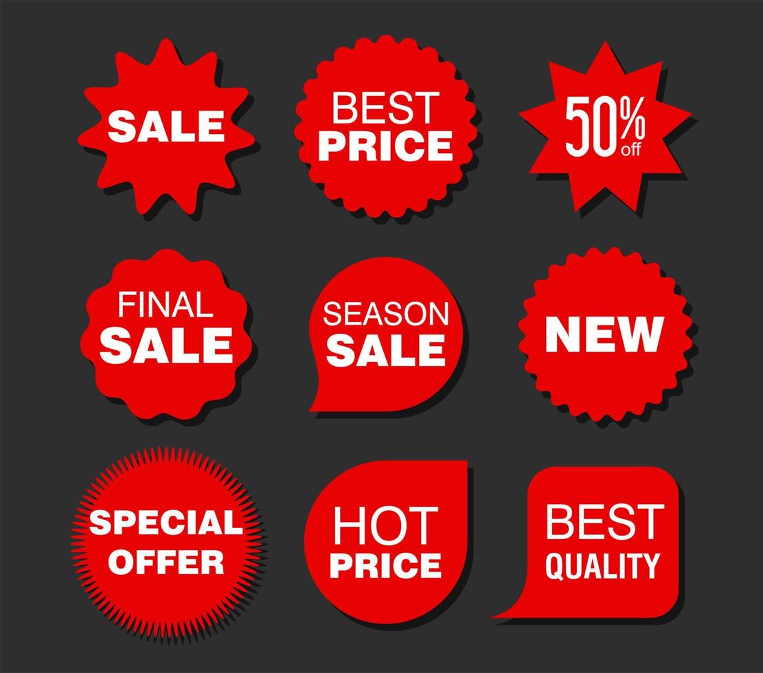 Collection of red badges and labels modern super sale style vector