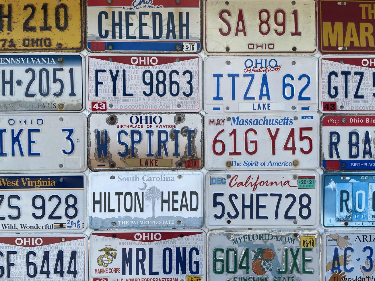 A Wall of Vintage License Plates photo