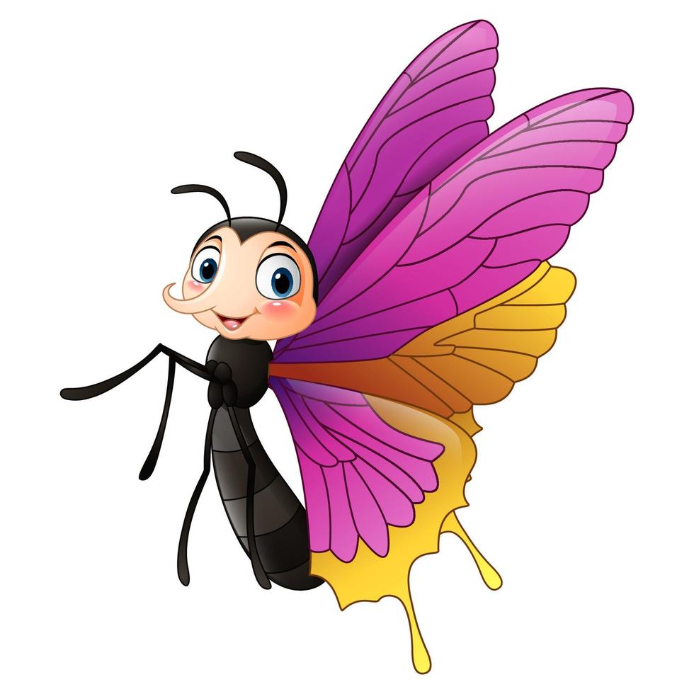 presentación de dibujos animados lindo mariposa vector