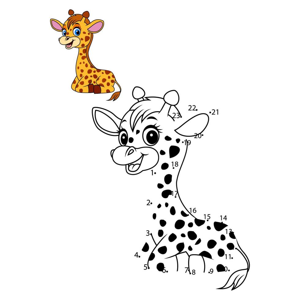 Connect the number to draw the giraffe educational game for children vector