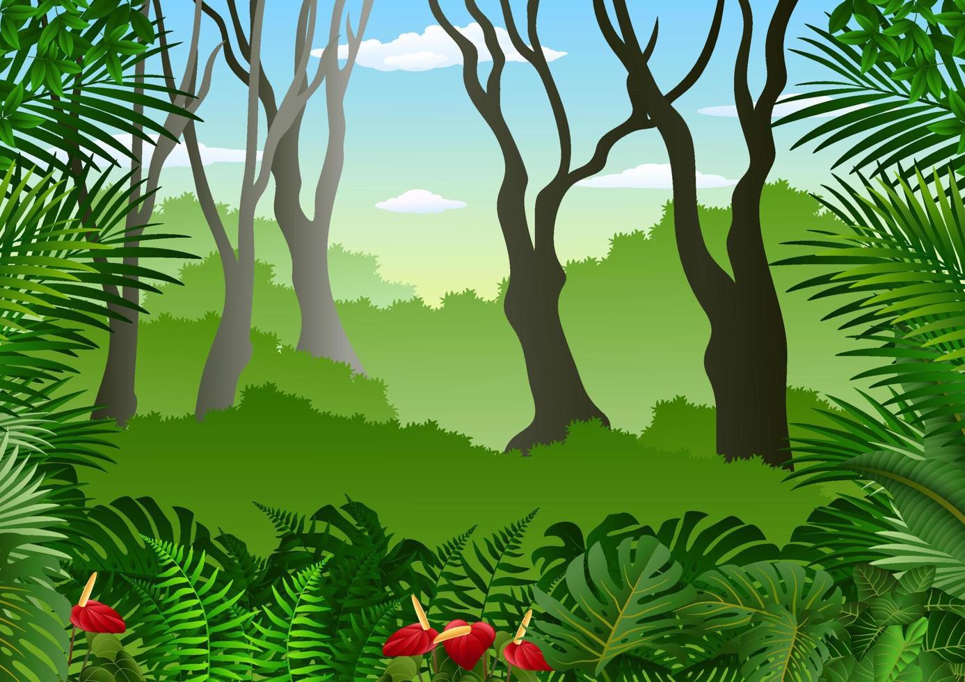 Tropical forest background vector