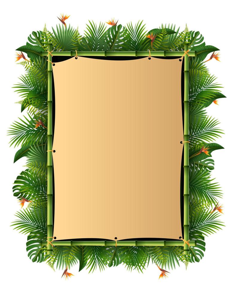 cartel en blanco con fondo de bosque tropical vector