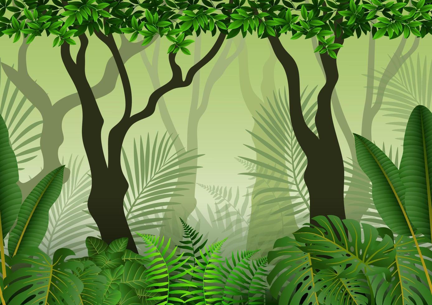 Tropical forest background vector