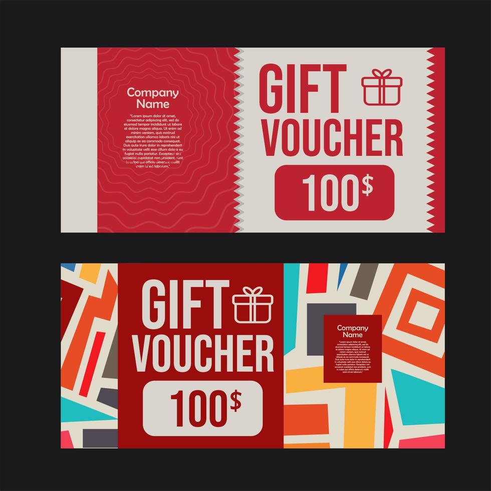 Gift certificate modern design template on black background vector