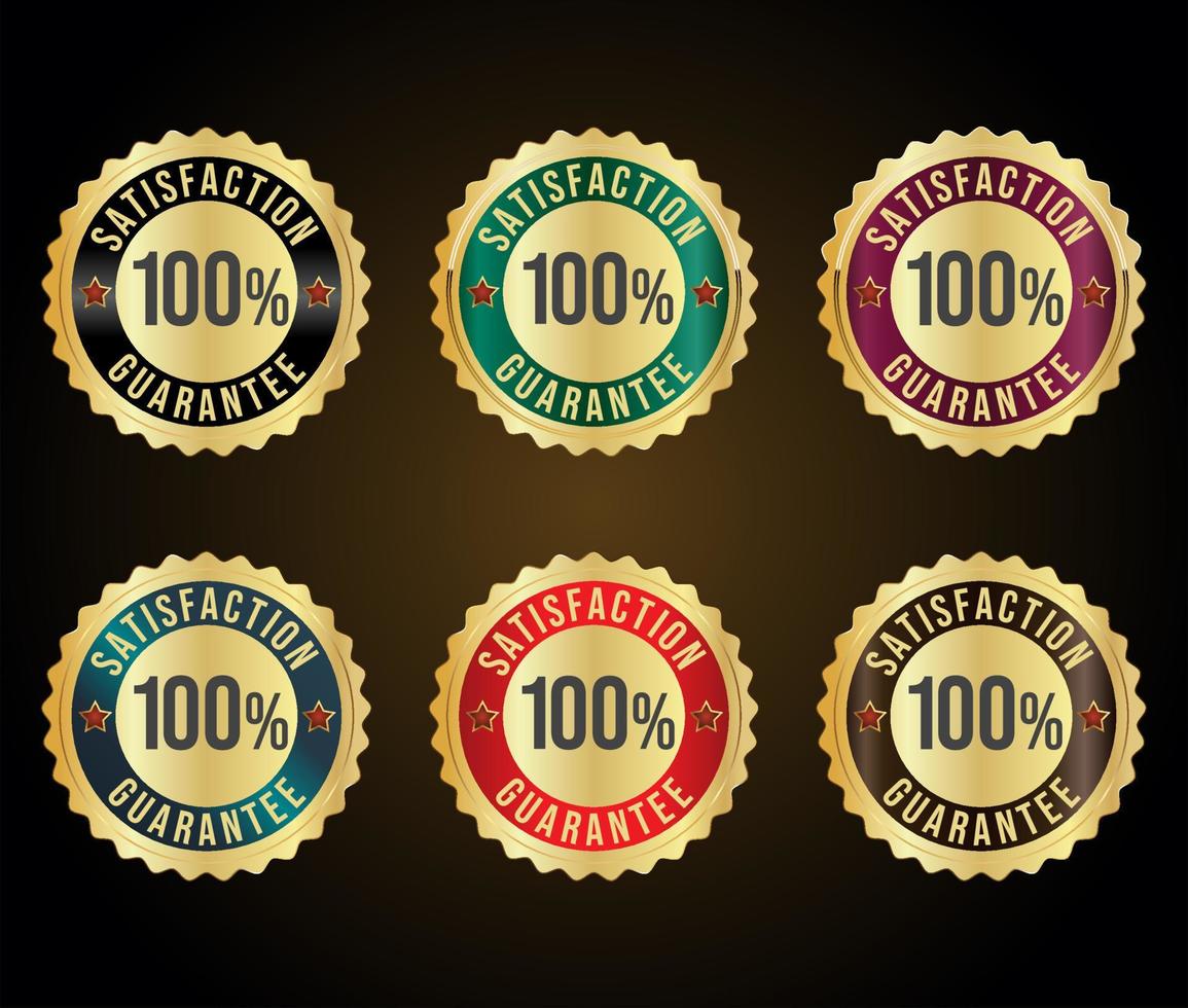 Collection of hundred percent satisfaction guarantee golden badges 01.eps vector