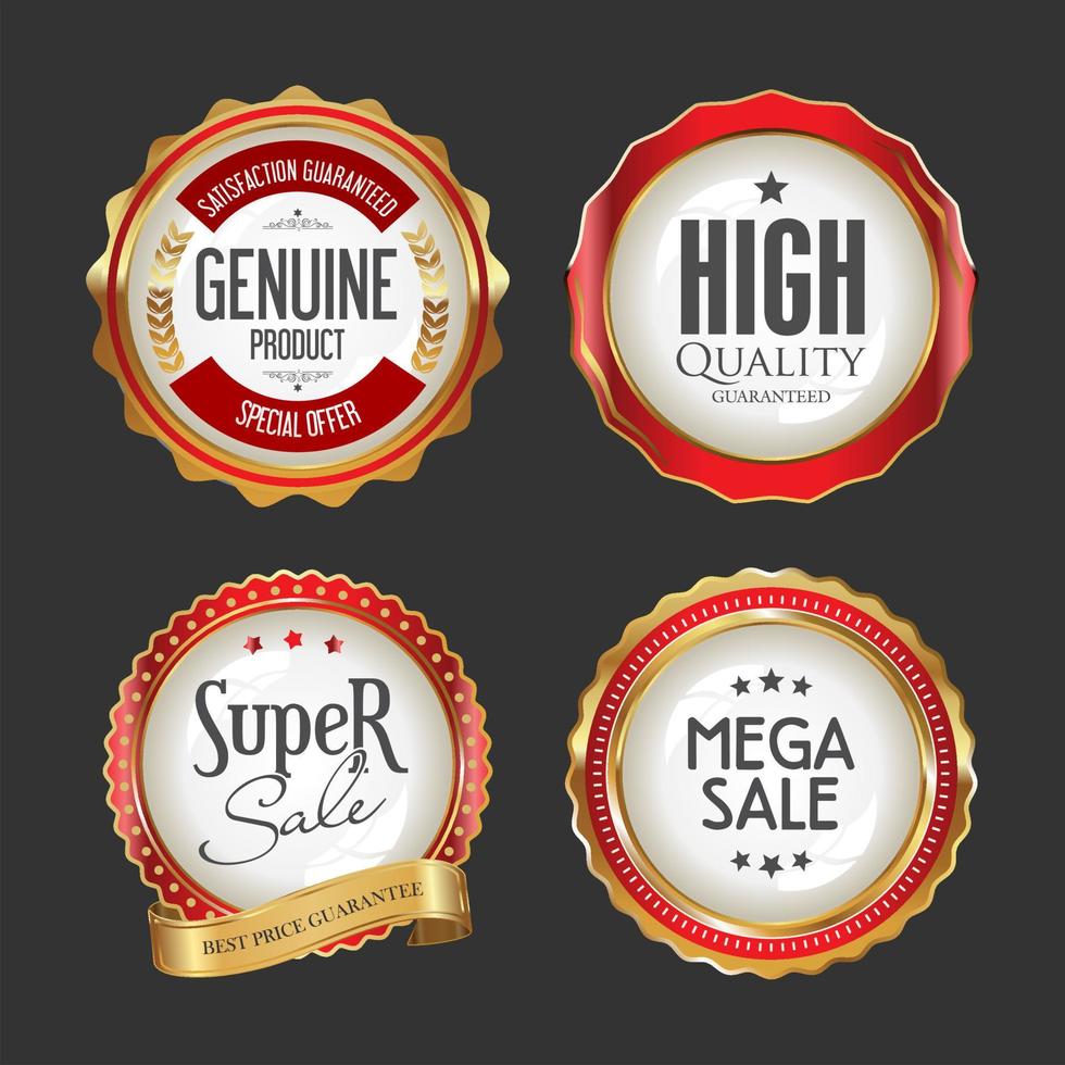 Collection of gold and red super sale badges and labels vector