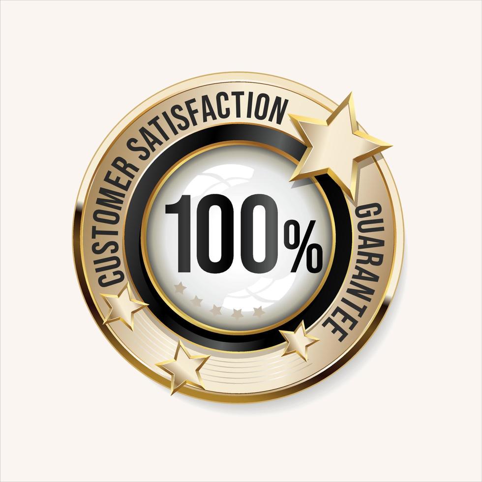 Customer satisfaction guaranteed hundred percent golden badge vector