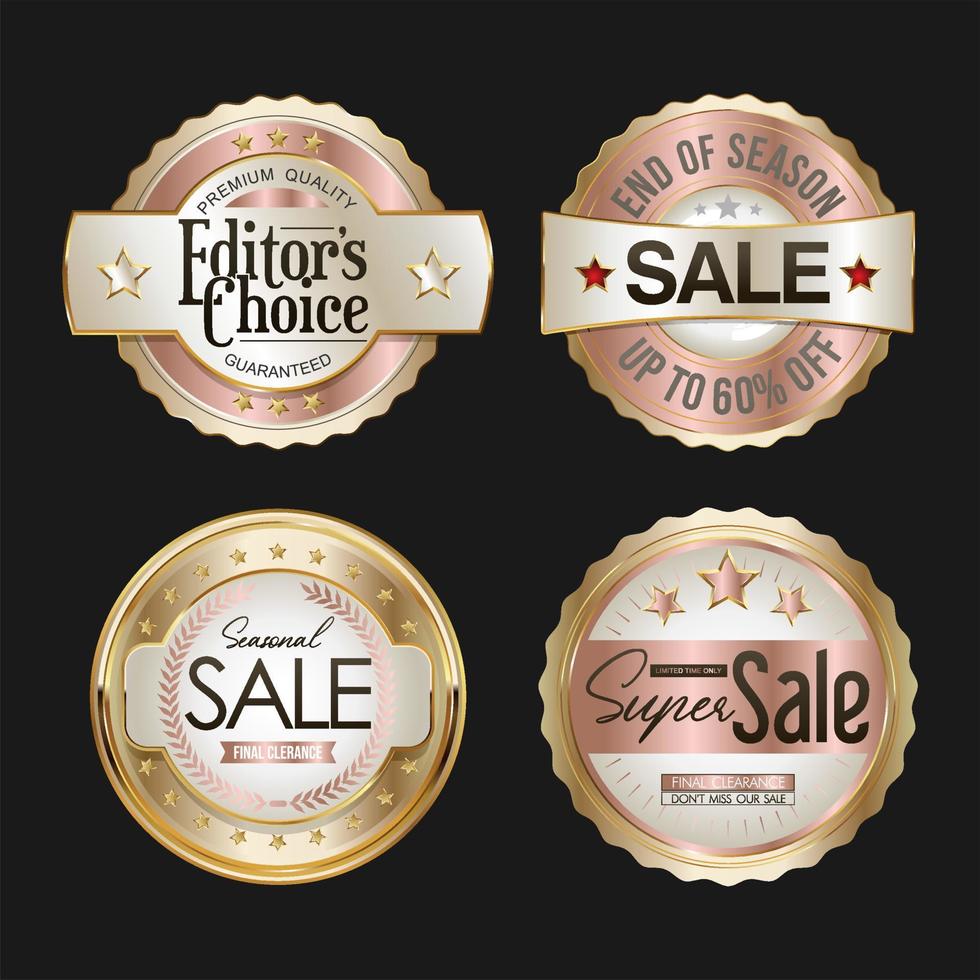 Collection of silver and gold badges and labels vector illustration
