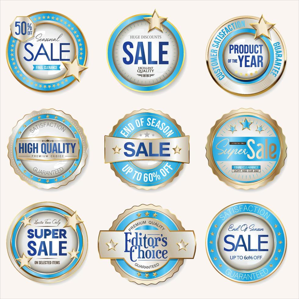 High quality and best seller collection of golden badges vector