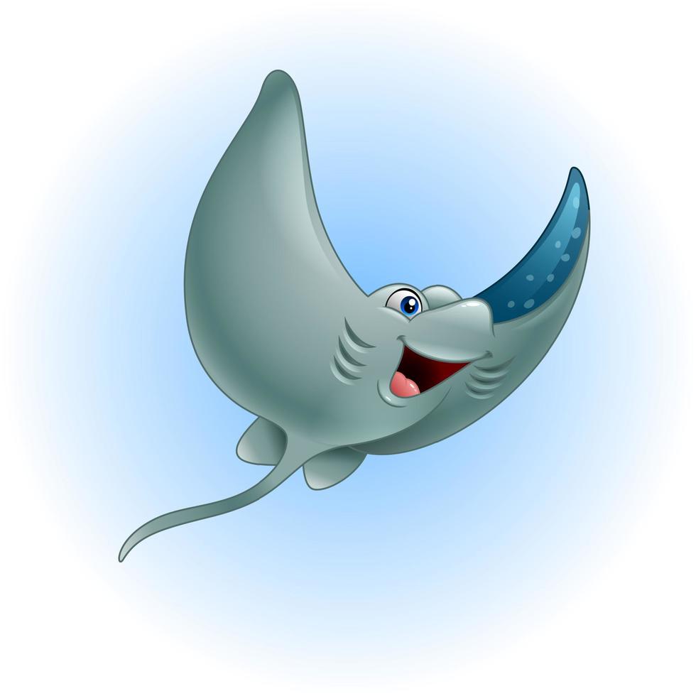 Cartoon stingray swimming vector