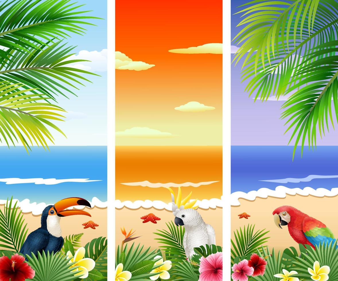 Set of Three tropical beach background vector