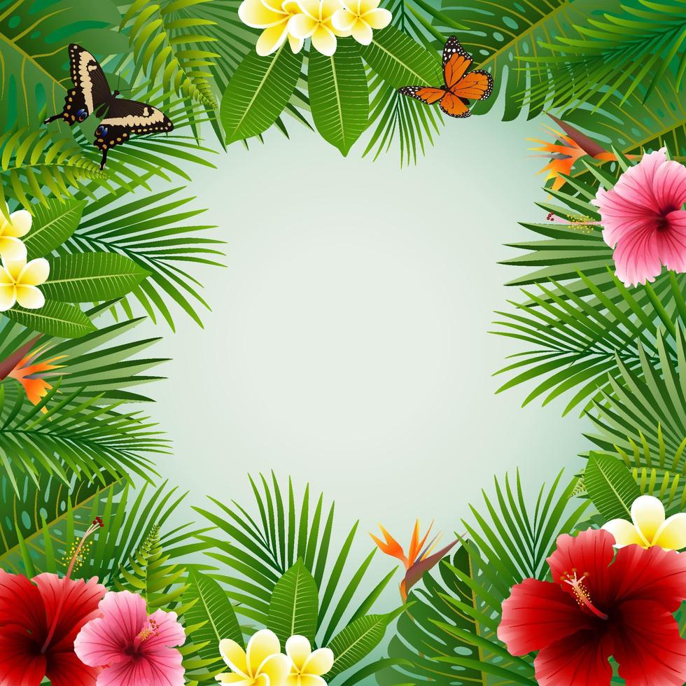 Tropical plants background vector