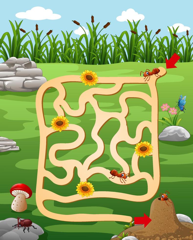 Help the ant to find the ant hill vector