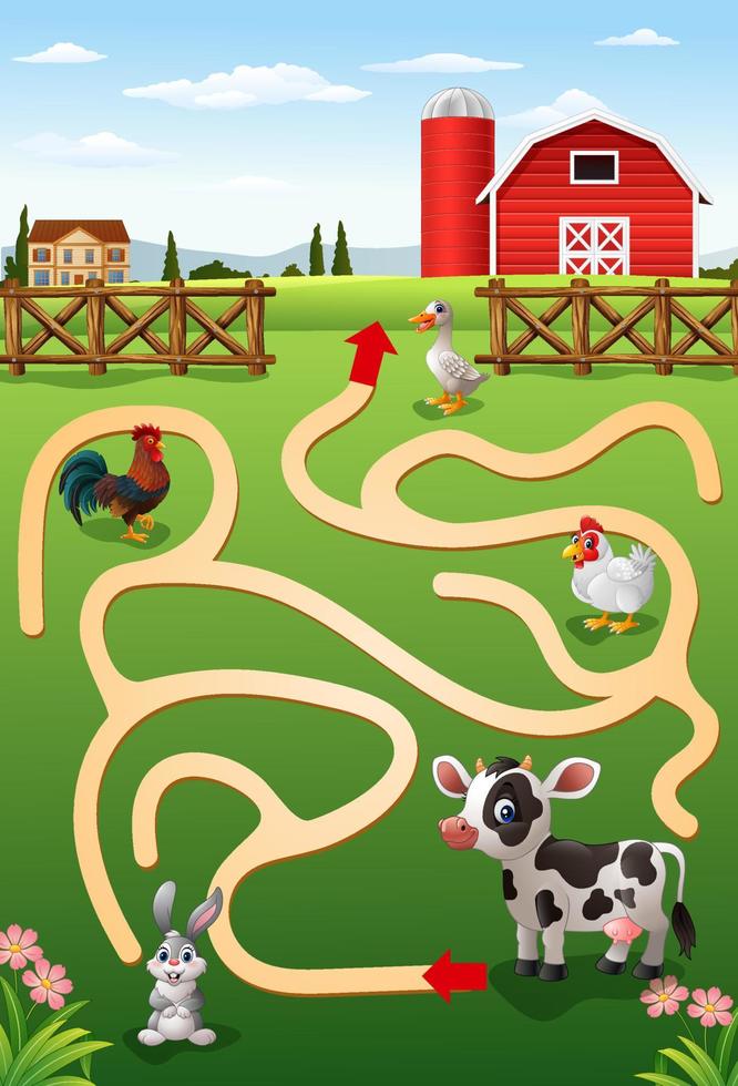 Help the cow to find the farm vector