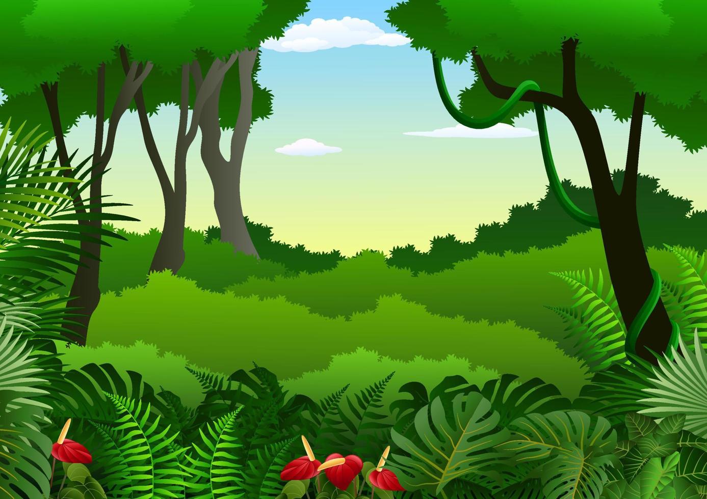 Tropical forest background vector