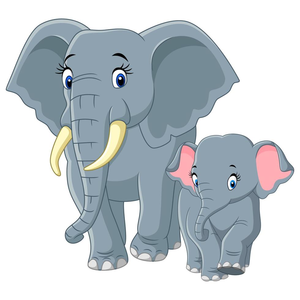 Baby and Mother Elephant vector