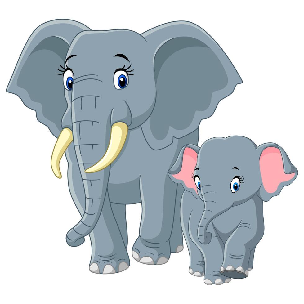 bebé y madre elefante vector