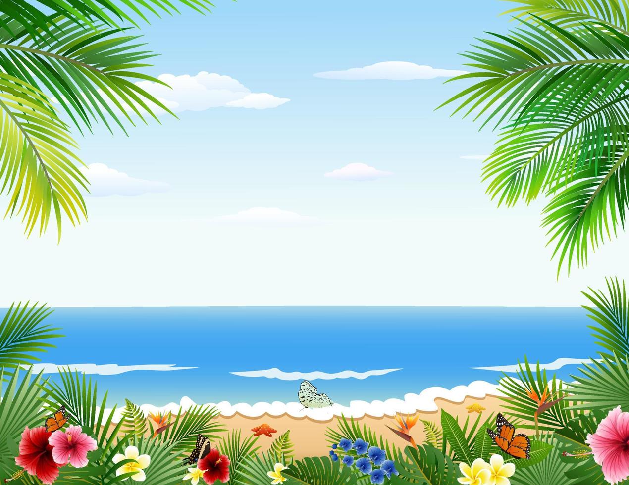hermosa playa tropical vector