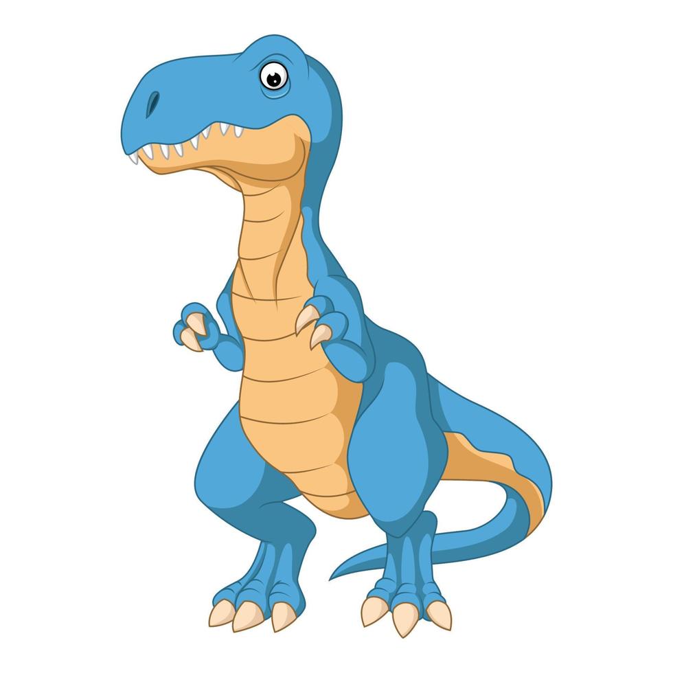 Cute blue dinosaur cartoon vector