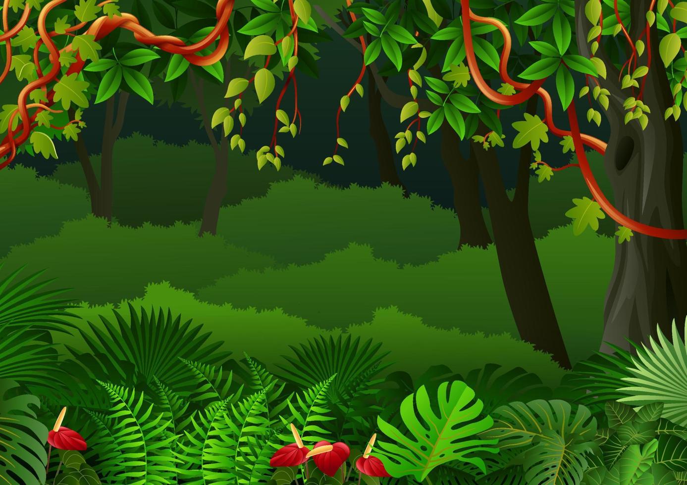 Tropical forest background vector