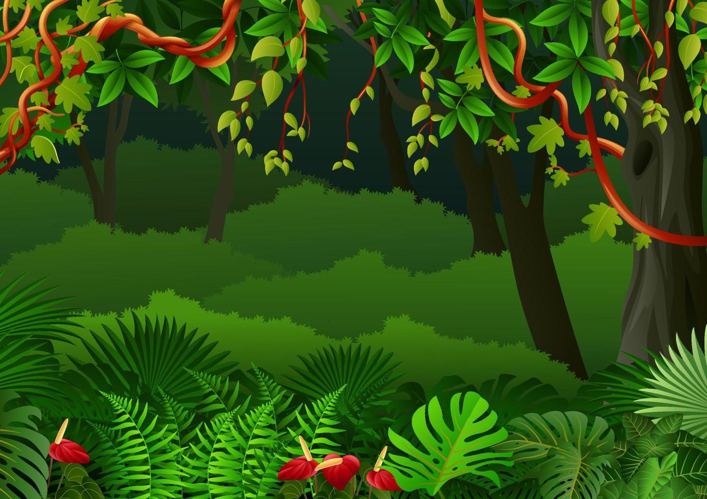 fondo de bosque tropical vector