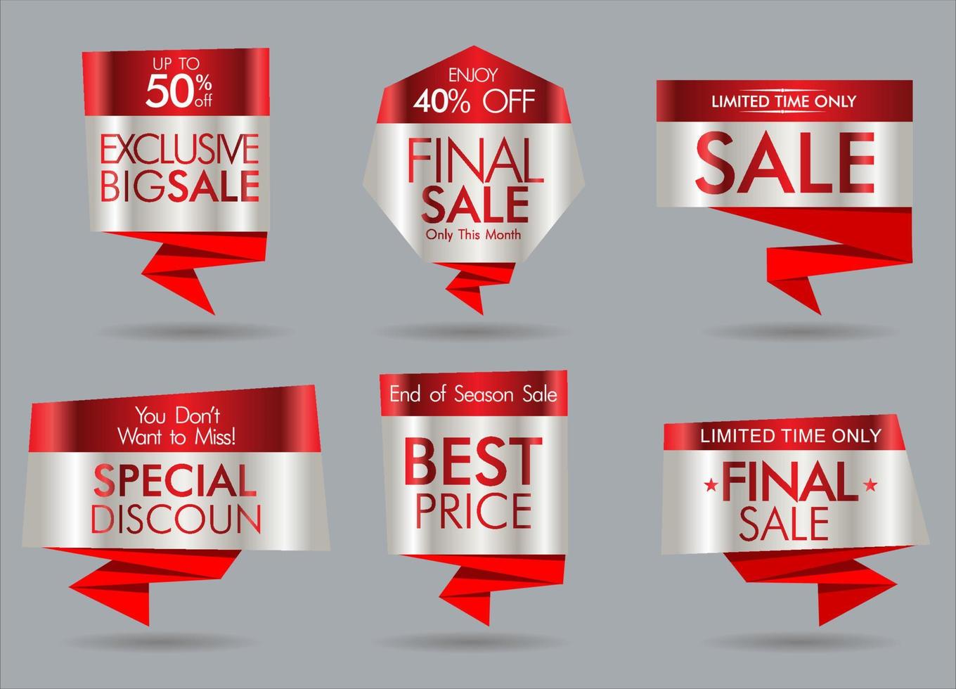 Collection of Modern sale red banners and labels vector