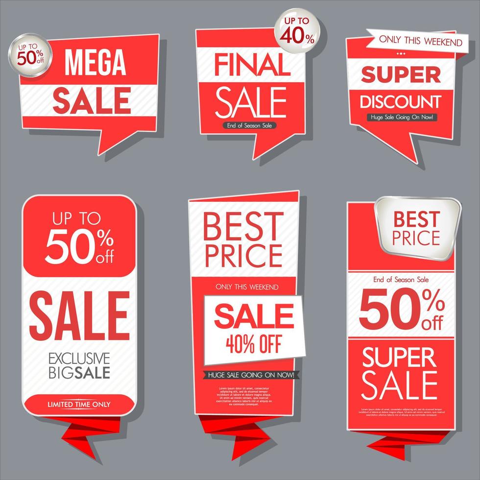 Collection of modern red super sale stickers and tags vector