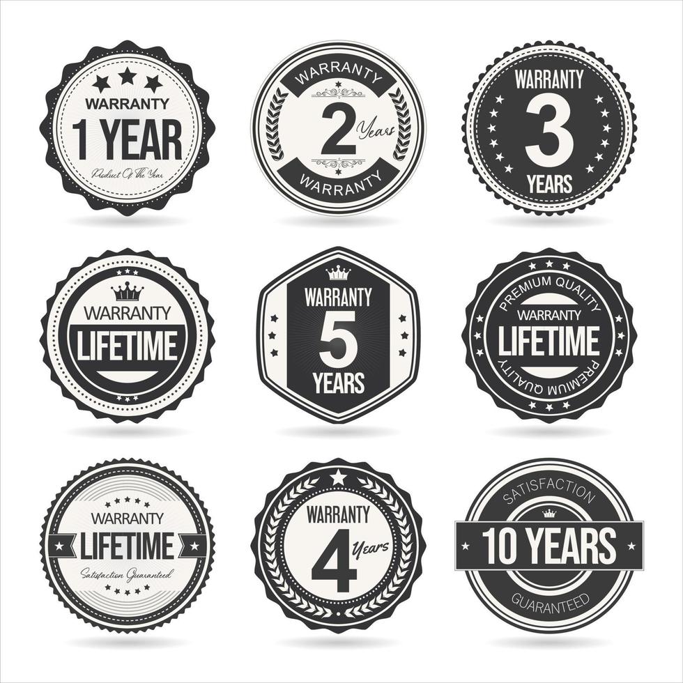 Collection of customer satisfaction warranty guaranteed retro badge vector