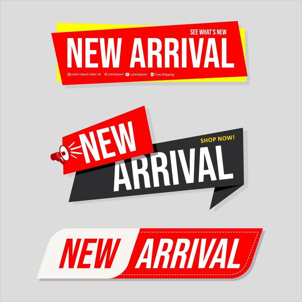 Collection of NEW ARRIVAL product banner flat design for apps and websites vector