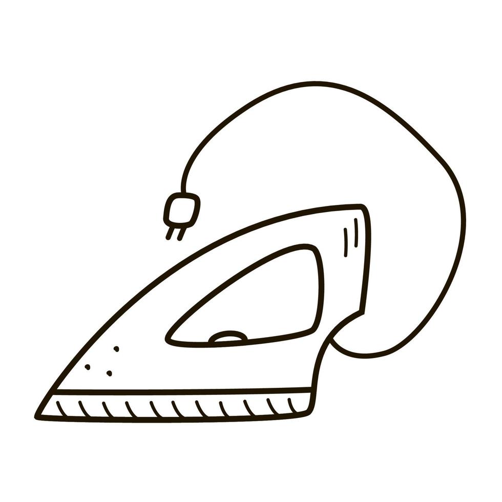 Equipo Uva progresivo iron icon, una versión clásica de una plancha doméstica con cordón.  plantilla de contorno vectorial, estilo garabato 10228647 Vector en Vecteezy