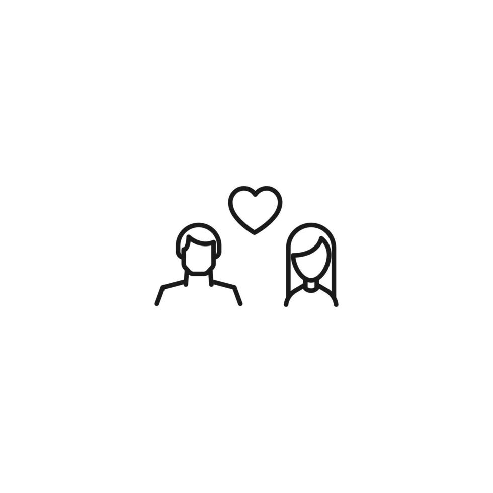 Outline sign related to heart and romance. Editable stroke. Modern sign in flat style. Suitable for advertisements, articles, books etc. Line icon of man and woman as couple in love vector