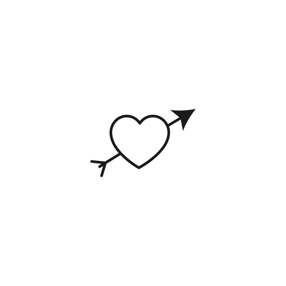 Outline sign related to heart and romance. Editable stroke. Modern sign in flat style. Suitable for advertisements, articles, books etc. Line icon of arrow in heart vector